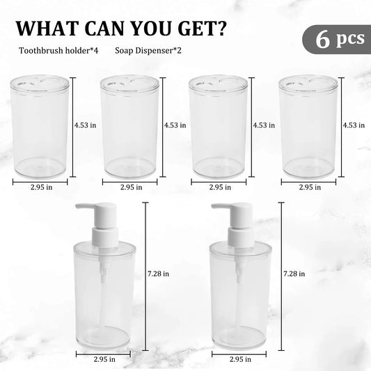 Bathroom Accessory Set With Toothbrush Holders And Soap Dispensers