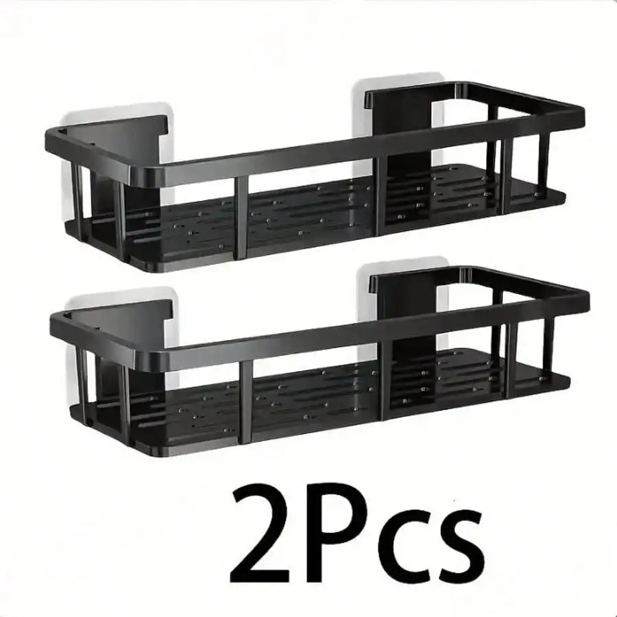 Drill Free Wall Mounted Aluminum Bathroom Storage Shelf Shower Rack
