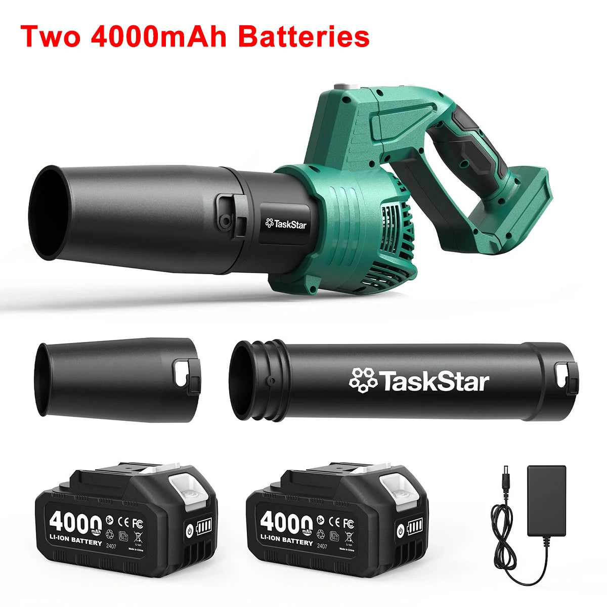 Taskstar 21V Cordless Leaf Blower With 550 CFM Two Batteries