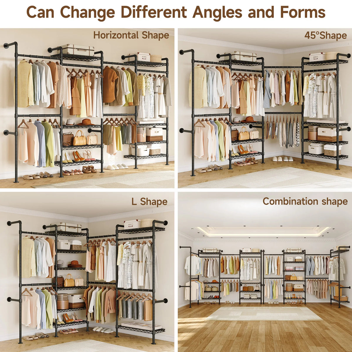ONBRILL Wall Mounted Industrial Pipe Clothes Rack System