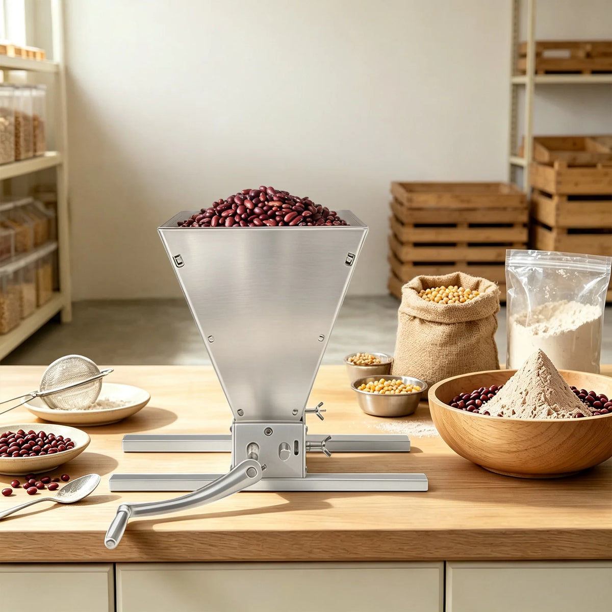 Dual Use Adjustable Grain Mill With Stainless Steel Housing