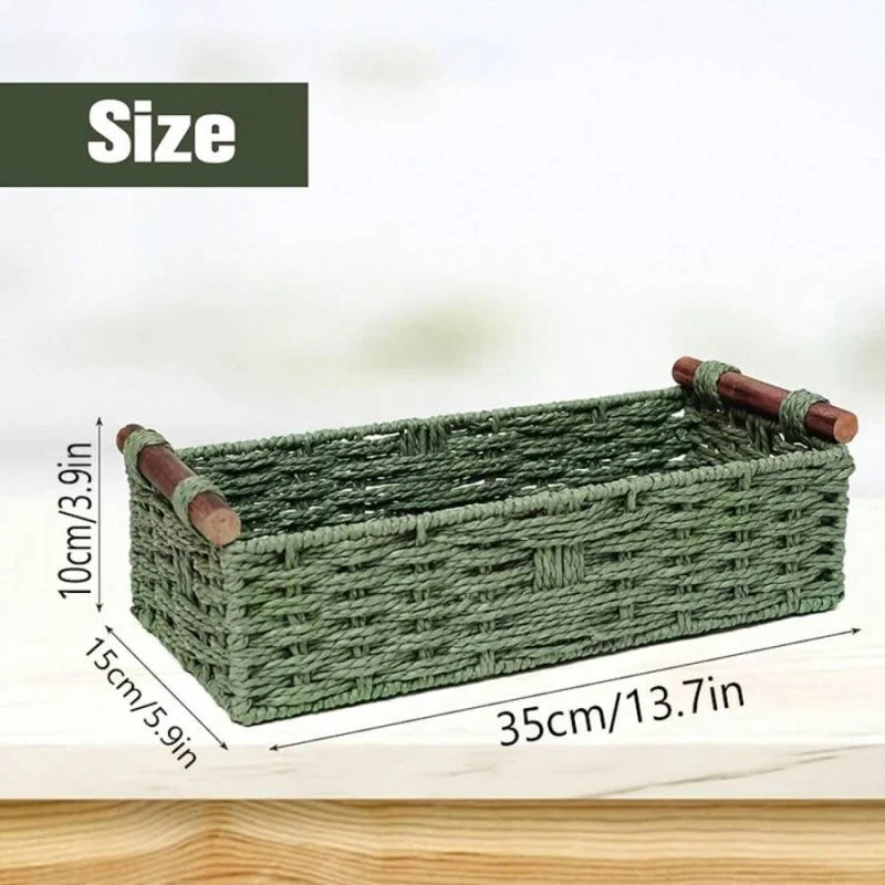 Handcrafted Bamboo Storage Basket With Integrated Toilet Paper Shelf