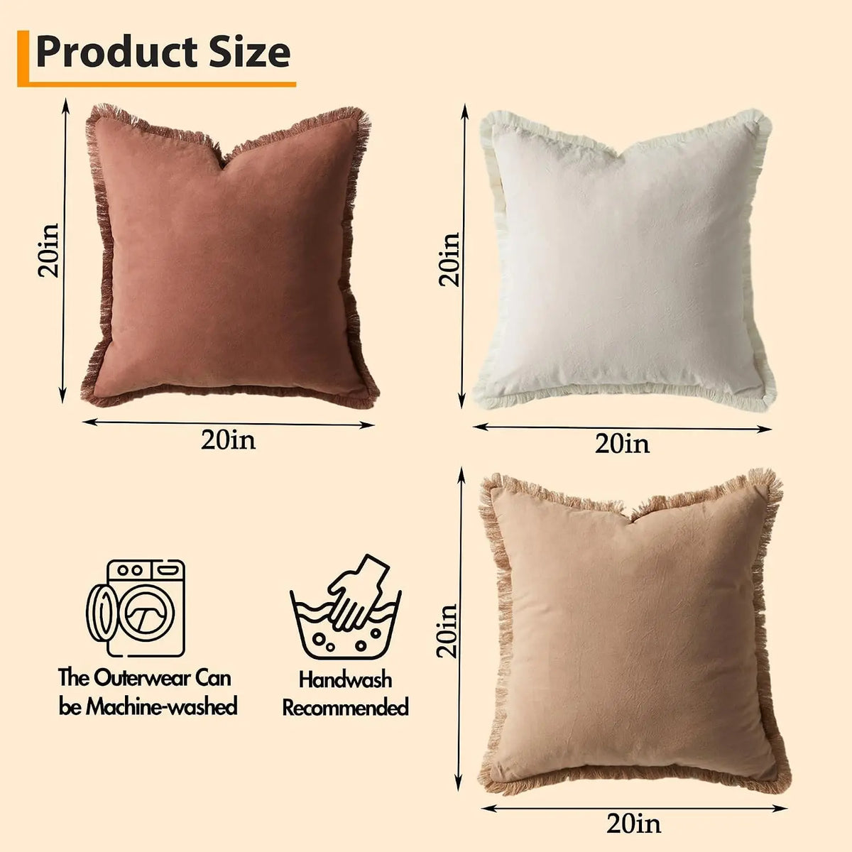 TWISTER.CK Washed Cotton Pillow Cases With Decorative Tassels