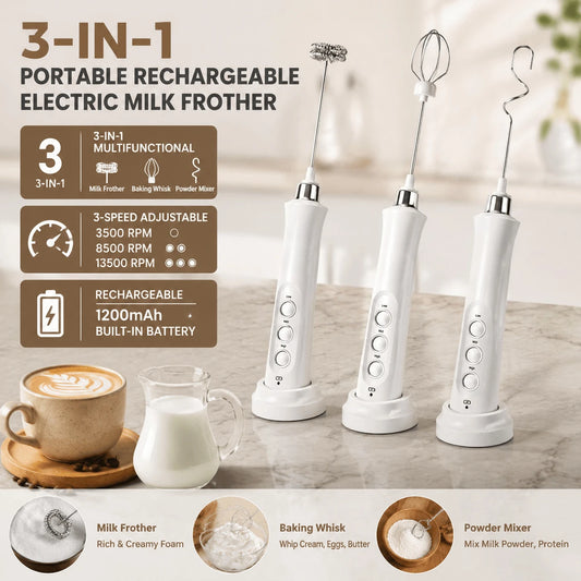 Stonego Rechargeable Milk Frother Handheld Electric Foam Maker