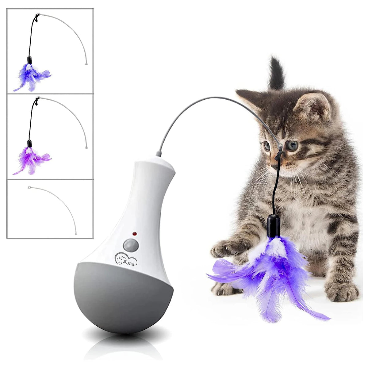 Automatic Cat Feather Toy Interactive Rotating Teaser Indoor Play