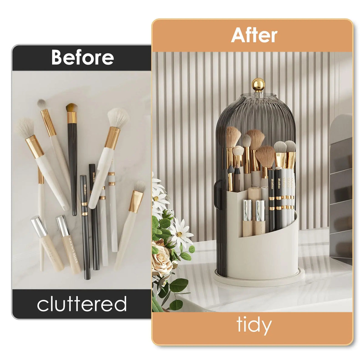 YOOLENS Rotating Makeup Brush Organizer With Dustproof Lid