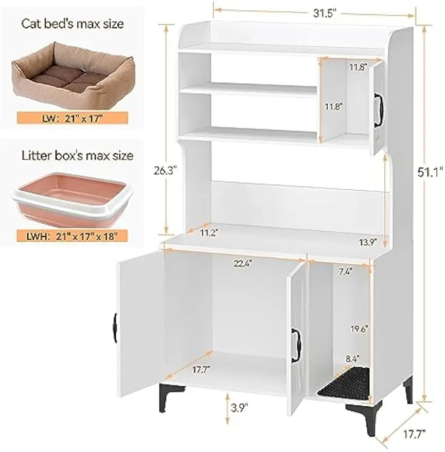 Garvee Cat Litter Box Enclosure Cabinet With Indoor Storage Unit