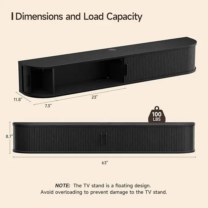 Onbrell Floating TV Console With LED Lights And Power Outlet