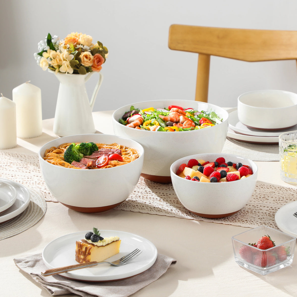 Malacasa Nesting Ceramic Mixing And Serving Bowls Set