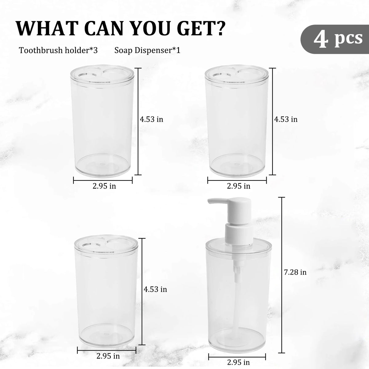 Bathroom Accessory Set With Toothbrush Holders And Soap Dispensers