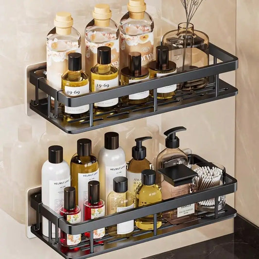 Drill Free Wall Mounted Aluminum Bathroom Storage Shelf Shower Rack