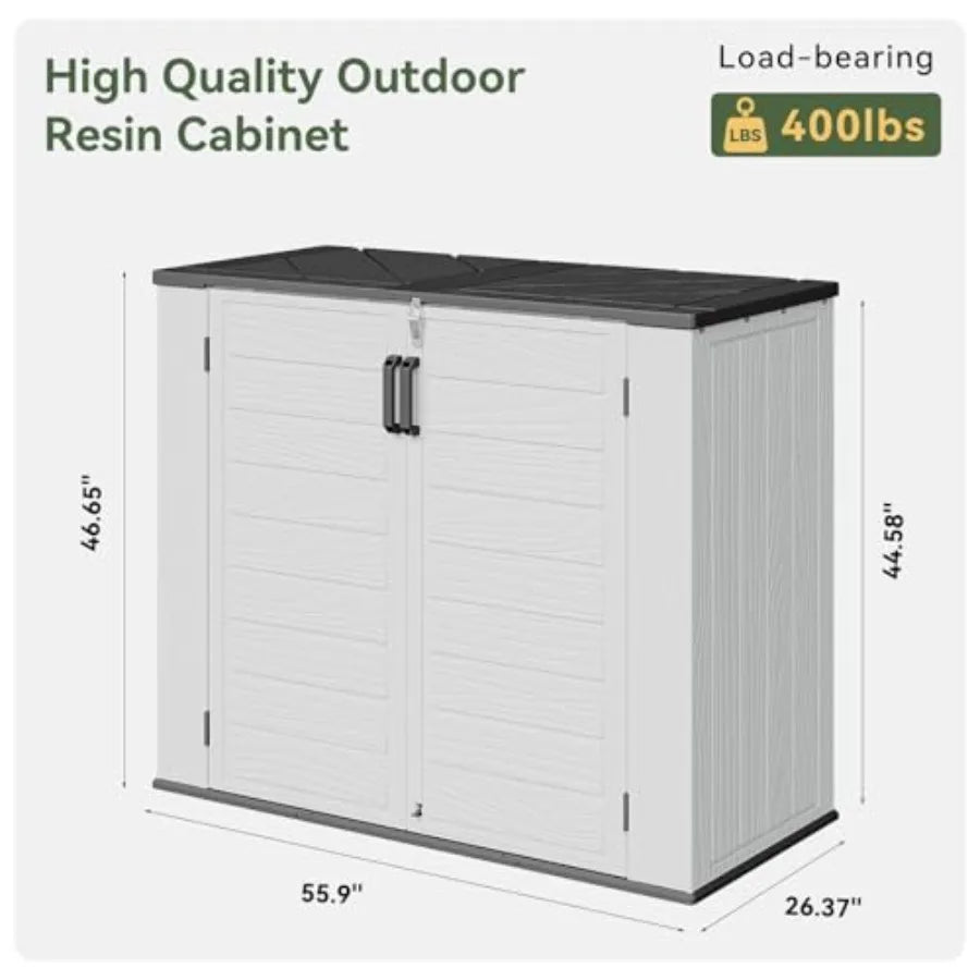 Horizontal Storage Sheds, Outdoor Storage Box 160 Gallon, Waterproof Lockable Resin Shed, Patio Storage for Garden, Pool, Cushi