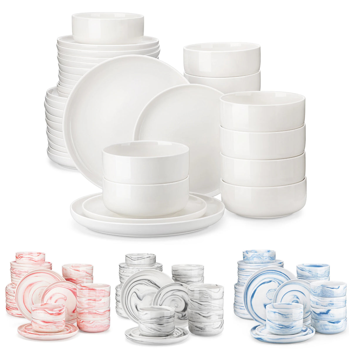 Malacasa Ceramic Porcelain Dinnerware Set For Home Dining
