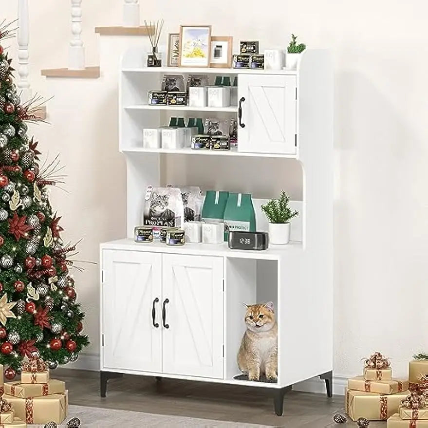 Garvee Cat Litter Box Enclosure Cabinet With Indoor Storage Unit