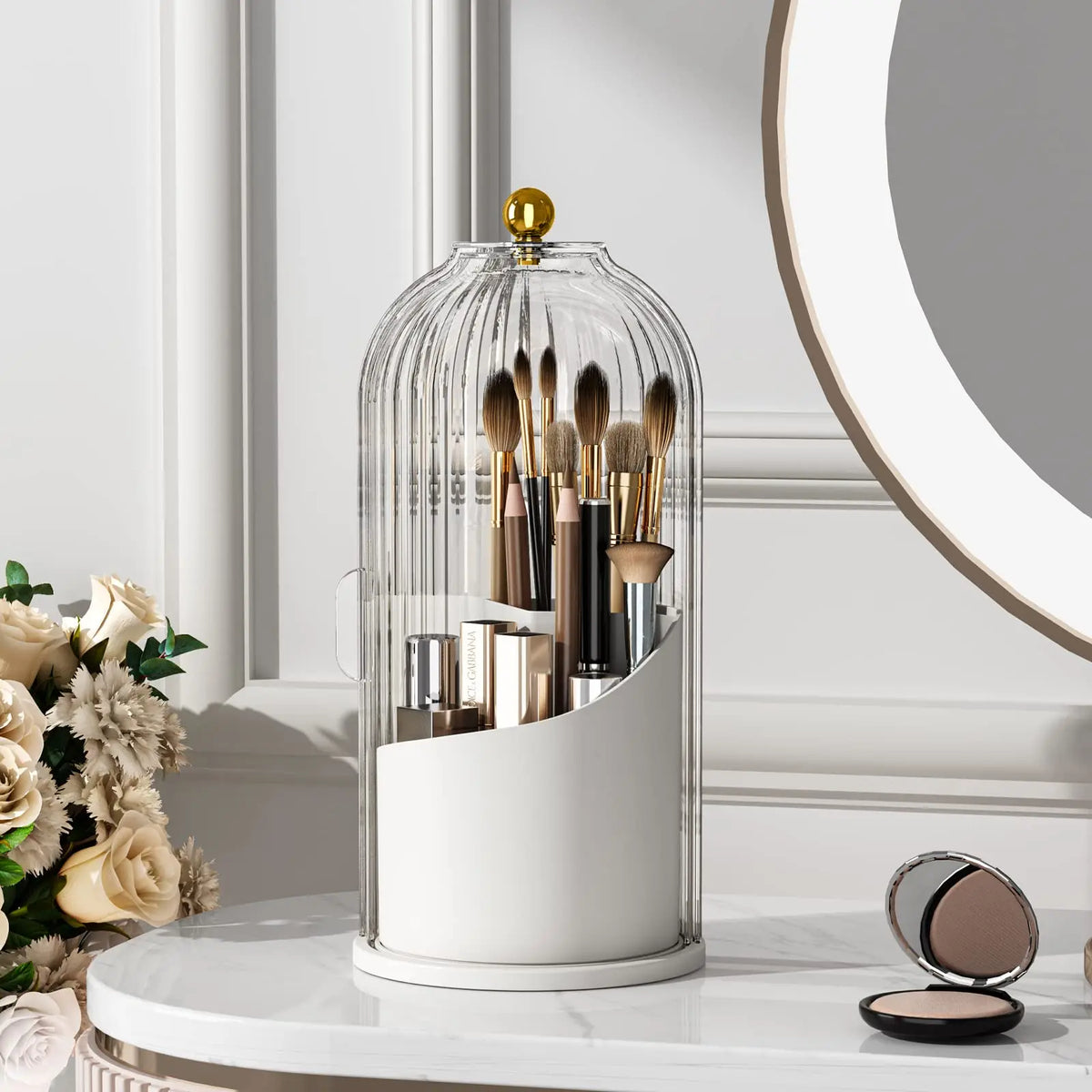 YOOLENS Rotating Makeup Brush Organizer With Dustproof Lid