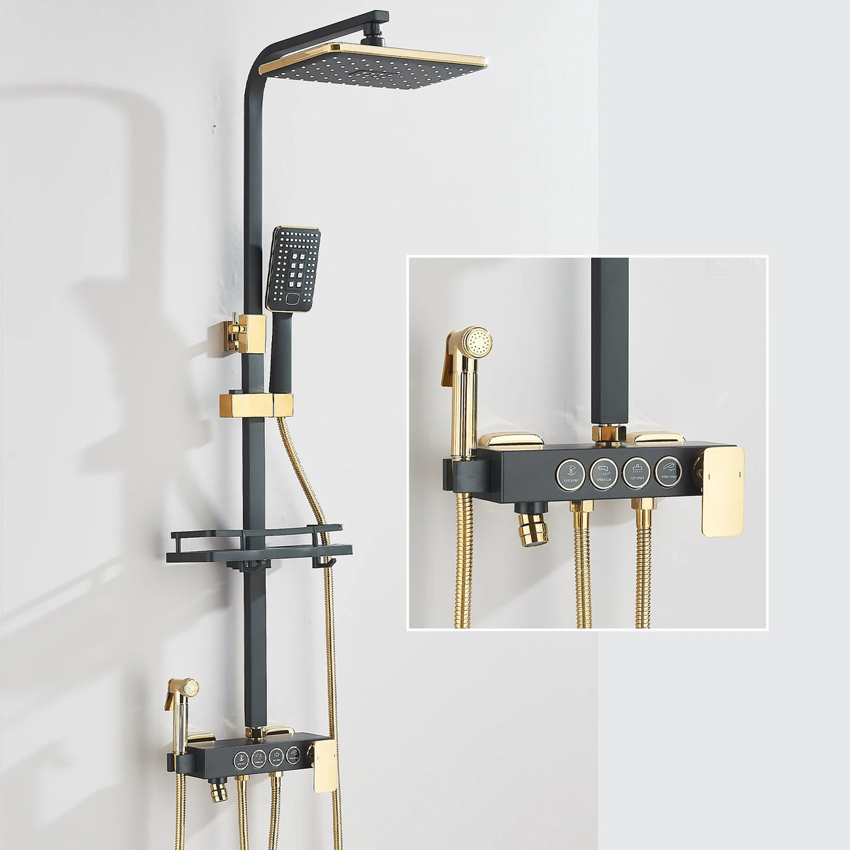 Fmhjfisd Brass Rainfall Shower Faucet Set Four Way Mixer