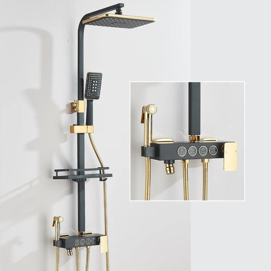 Fmhjfisd Brass Rainfall Shower Faucet Set Four Way Mixer