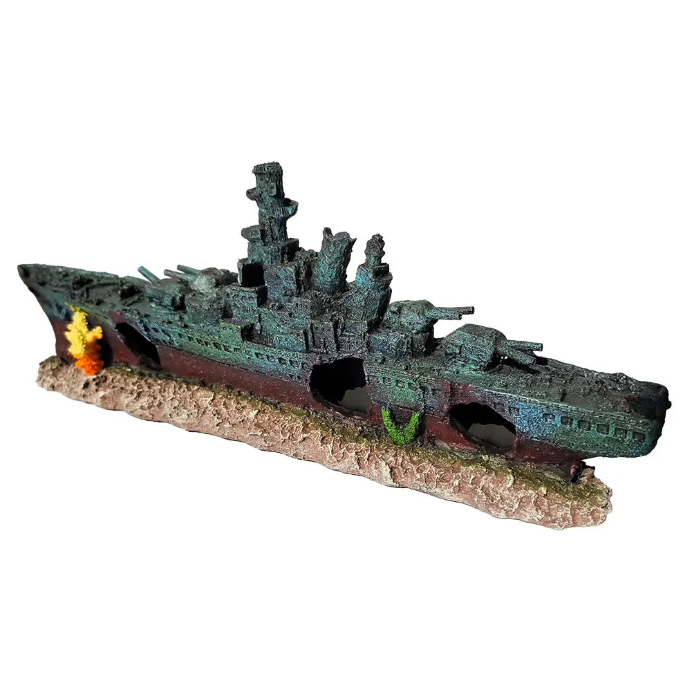 Aquarium Creative Warship Wreckage Wear Resist Warship Handicrafts Shipwreck Decorations for Fish Tank Cave Decor Accessories