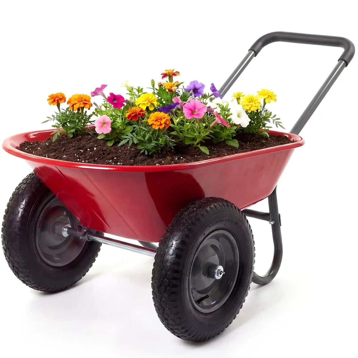 HiMISS Dual Wheel Wheelbarrow With Dump Bed 600 LB Capacity