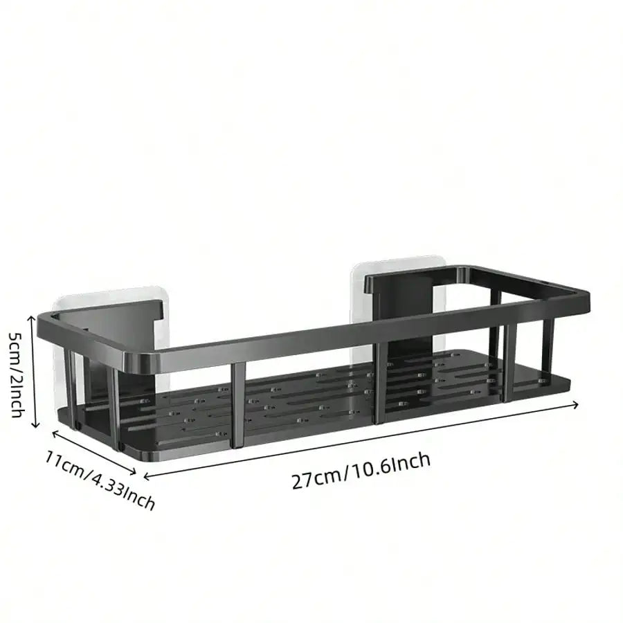 Drill Free Wall Mounted Aluminum Bathroom Storage Shelf Shower Rack