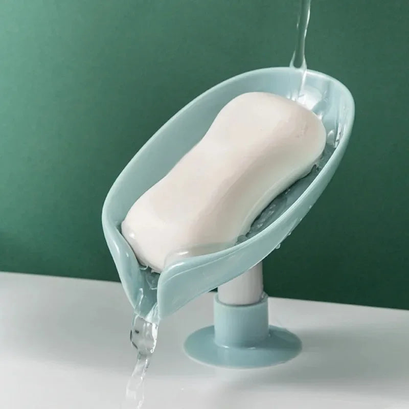 Leaf Shape Self Draining Soap Holder Tray For Shower Sink