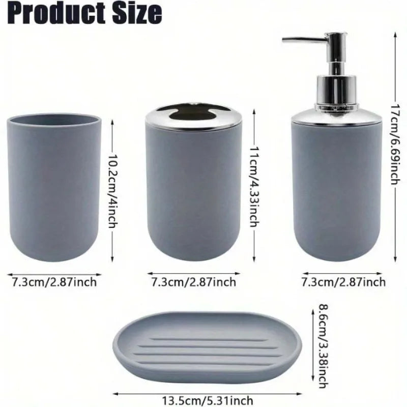 Four Piece Resin Bathroom Accessories Set With Soap Dispenser