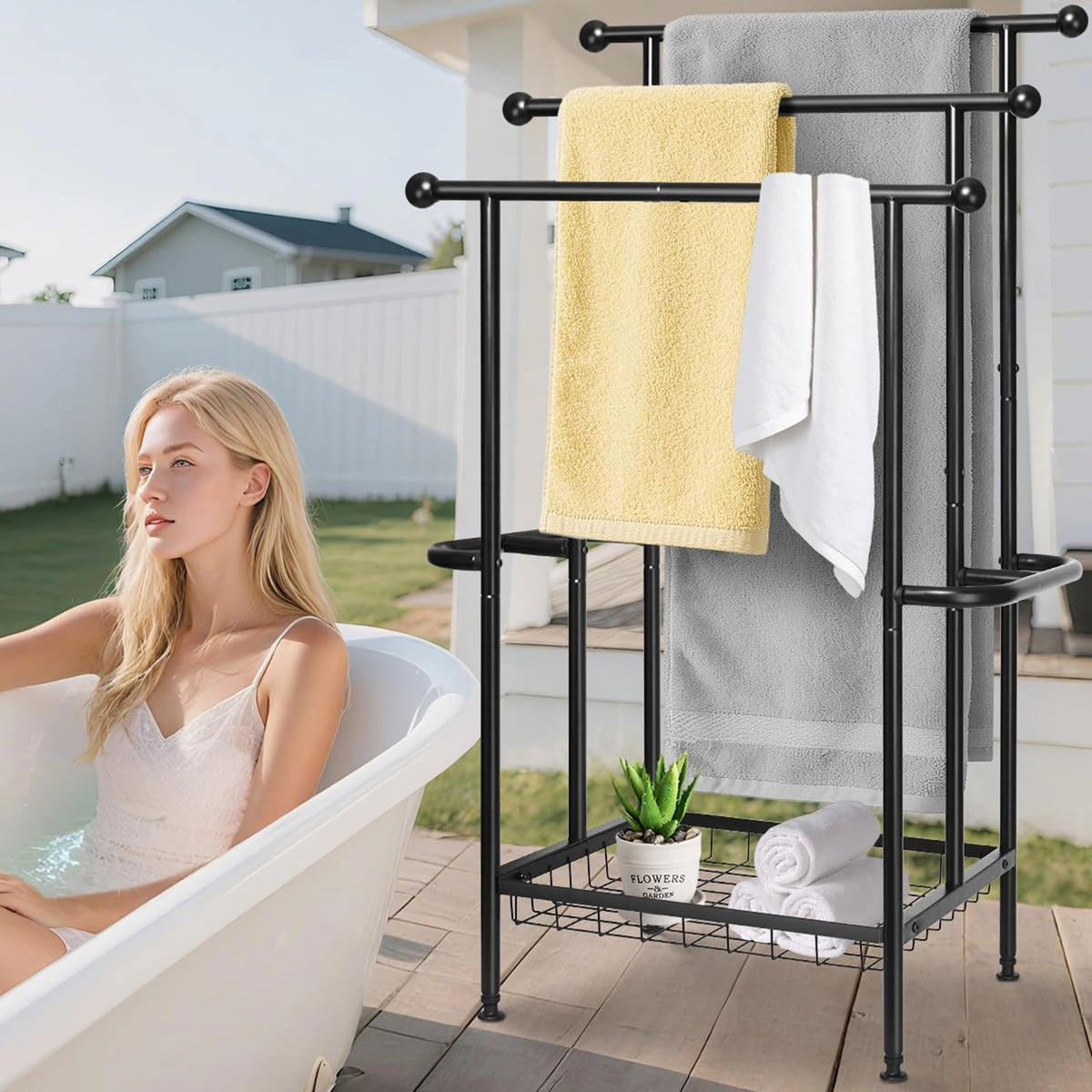 Three Tier Stainless Steel Freestanding Towel Rack For Bathroom