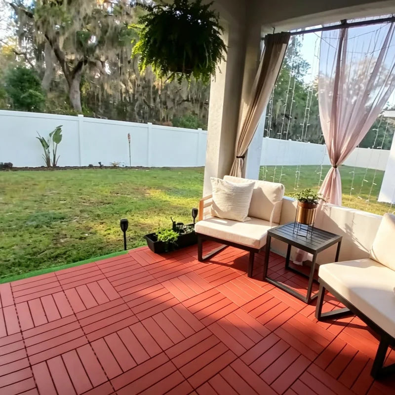 44-Piece Interlocking Plastic Outdoor Flooring, Suitable for Courtyard Floors, Outdoor Patios, Walkways, and Decking. Waterproof and Easy to Install, Made of Durable PP Material, Ideal for Use around Swimming Pools, Gardens,