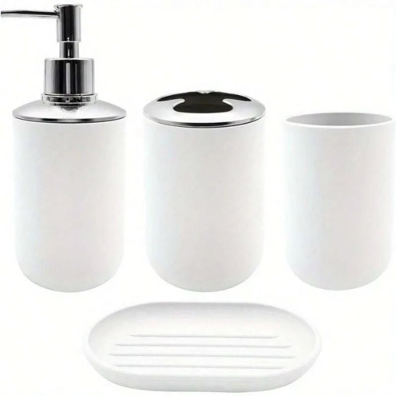 Four Piece Resin Bathroom Accessories Set With Soap Dispenser