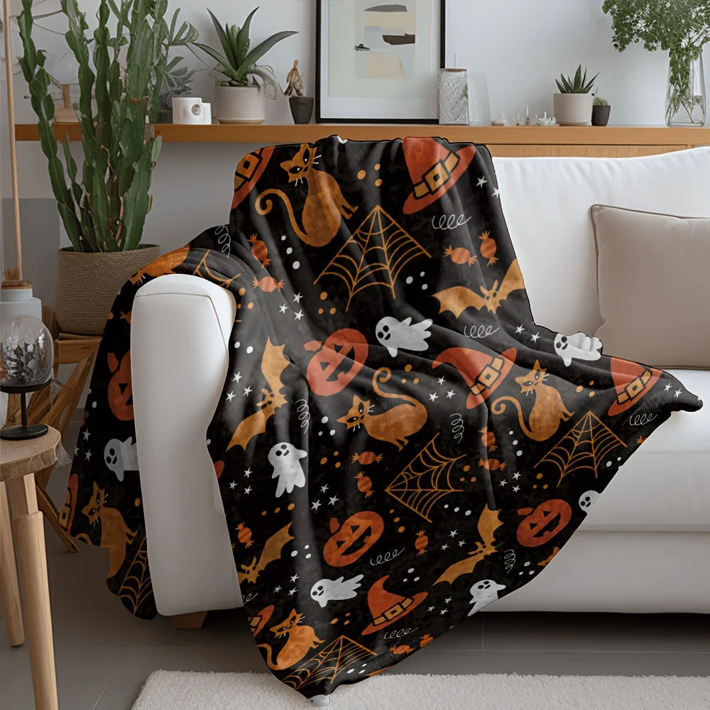 Halloween All Over Print Flannel Throw Blanket For Bedroom Decor