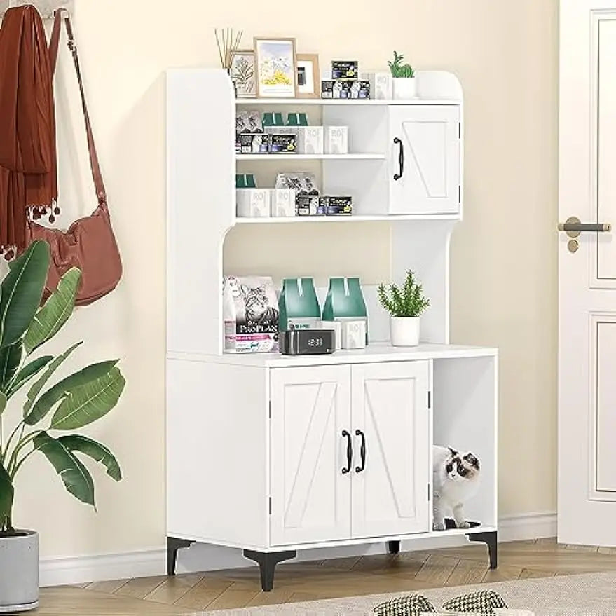 Garvee Cat Litter Box Enclosure Cabinet With Indoor Storage Unit