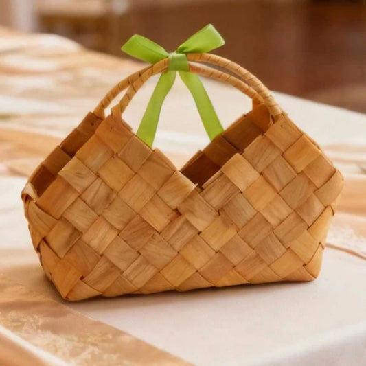 Decorative Bamboo Woven Basket With Handles For Dried Flowers