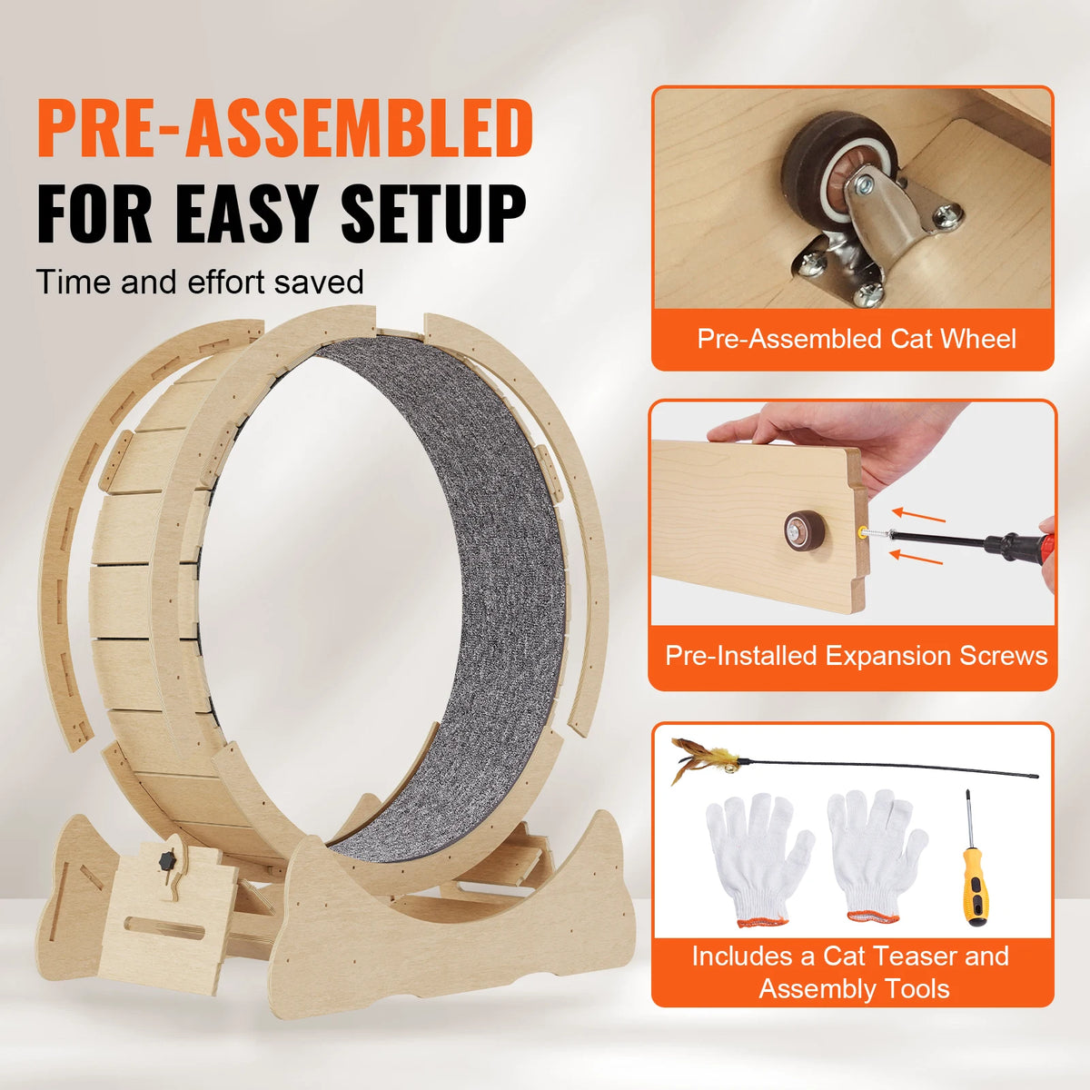 SucceBuy Wooden Cat Exercise Wheel For Indoor Running