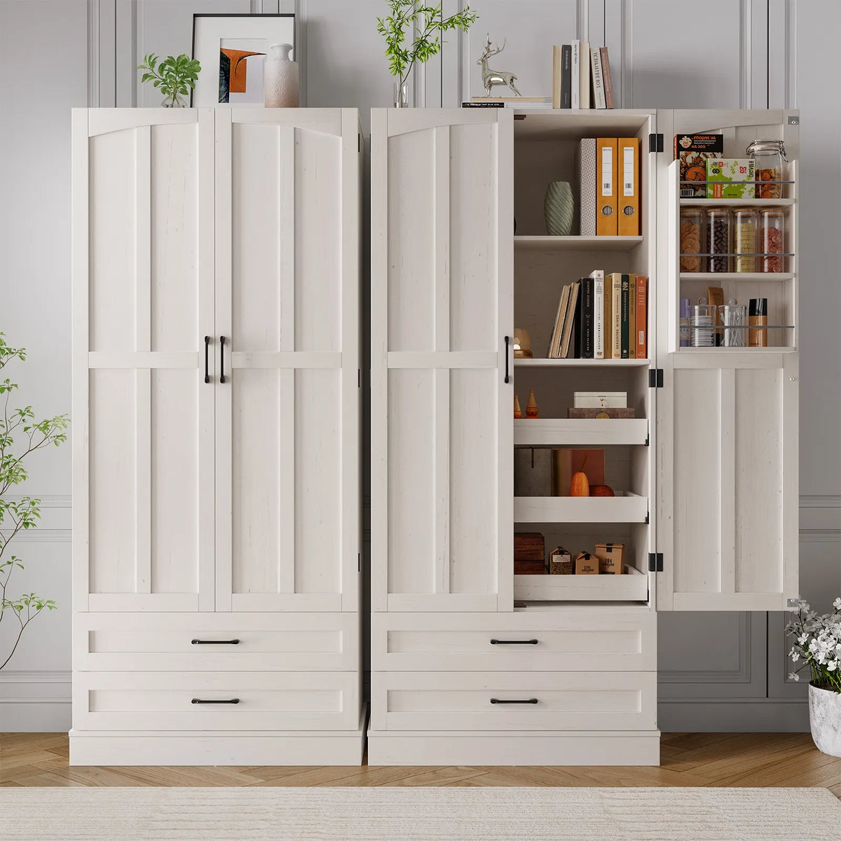 Onbrill 6 Door Kitchen Pantry Cabinet With Shelves Freestanding