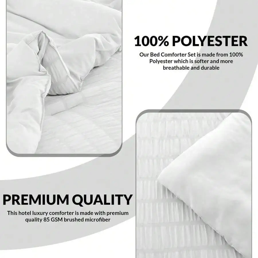 Cotton Seersucker Comforter Set With Sheets And Pillowcases