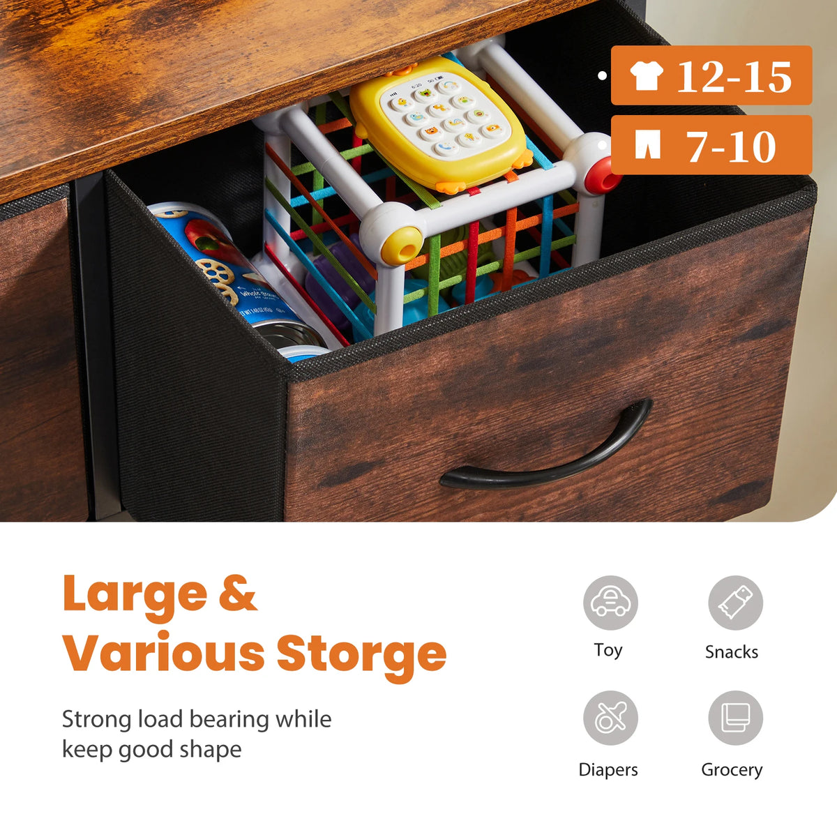 JHK 9 Drawer Fabric Wardrobe Dresser With Storage Chest