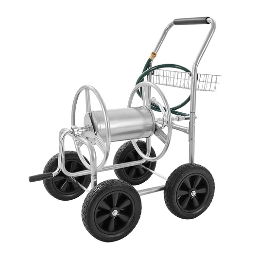 SucceBuy Heavy Duty Steel Garden Hose Reel Cart Brass Fittings