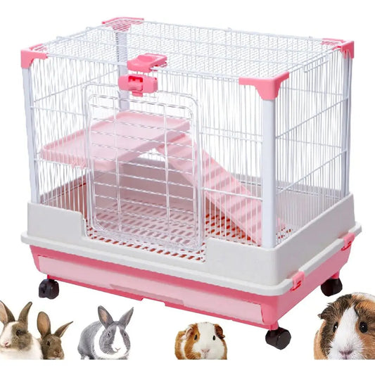 Multi-Level Indoor Small Animal Cage With Playpen And Hutch