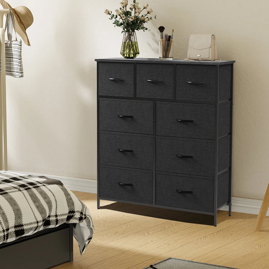 JHK 9 Drawer Fabric Wardrobe Dresser With Storage Chest