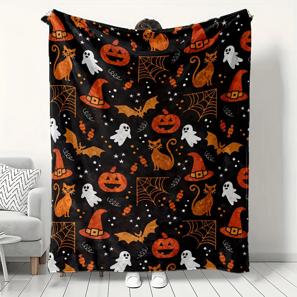 Halloween All Over Print Flannel Throw Blanket For Bedroom Decor