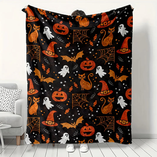 Halloween All Over Print Flannel Throw Blanket For Bedroom Decor