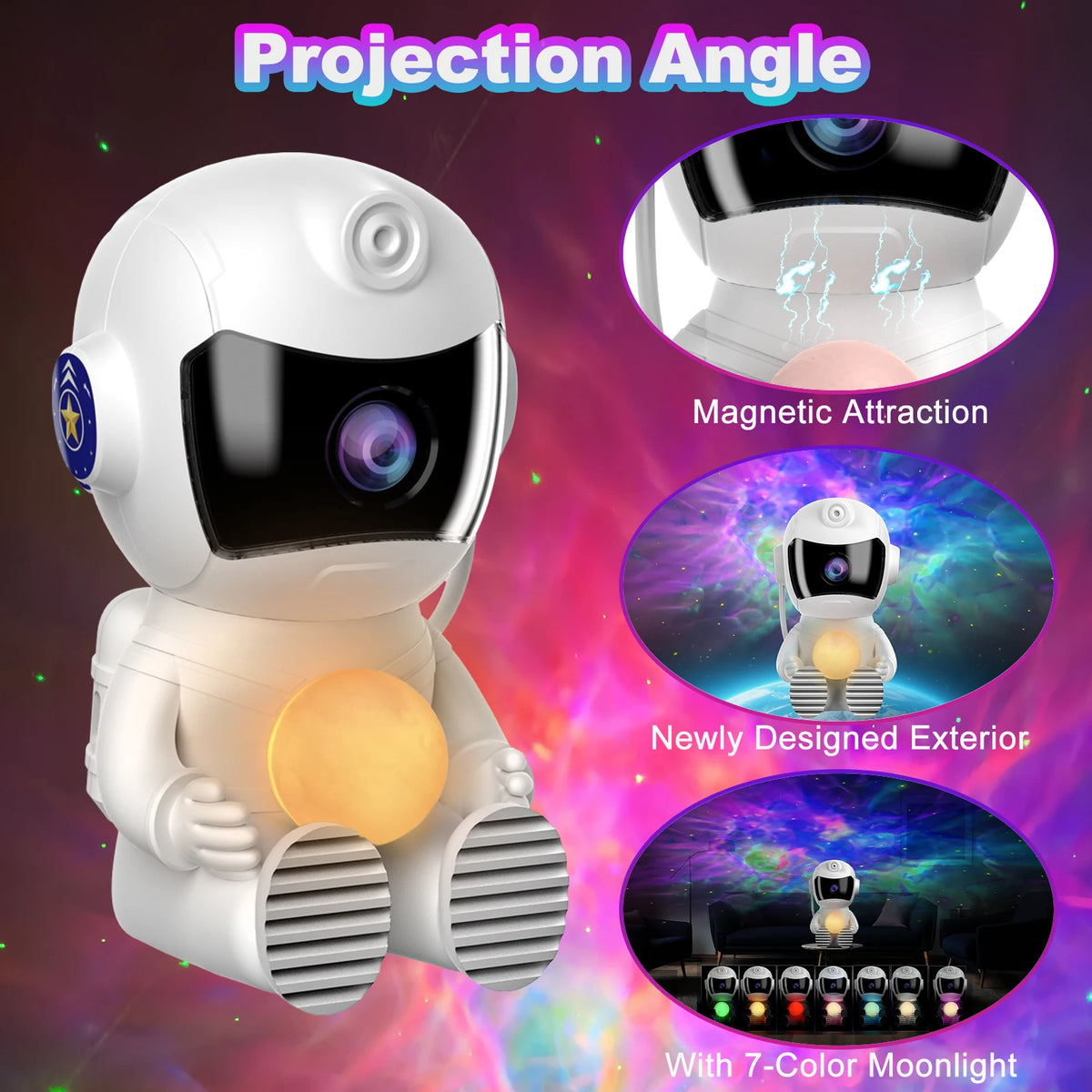Captain Astronaut Galaxy Projector Night Light With Timer For Bedroom