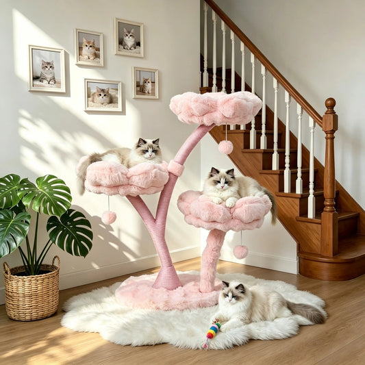 Bingopaw Cat Tower Flower Platforms Scratching Post Pet Activity Center