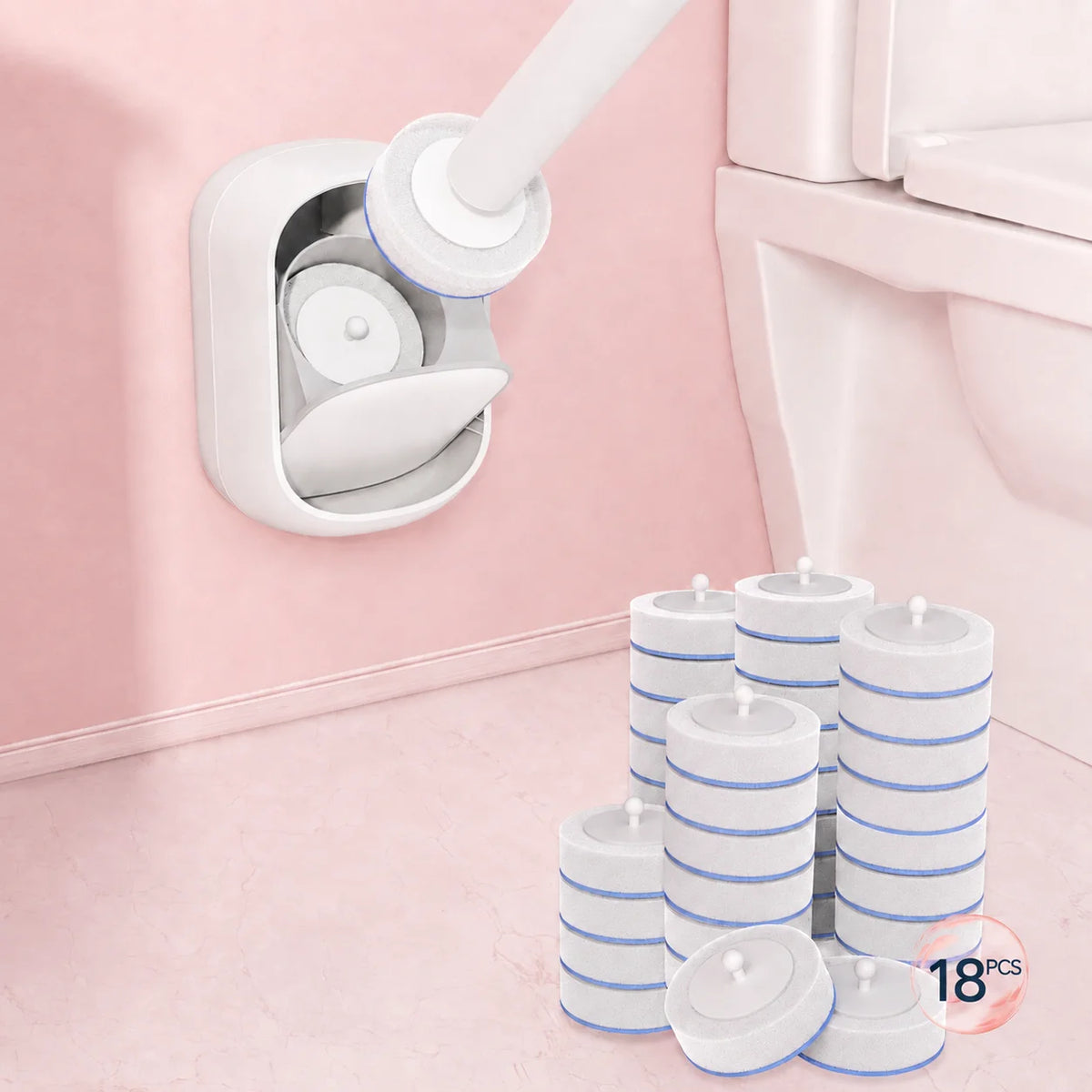 Joybos Drill Free Wall Mounted Toilet Brush With Replaceable Heads