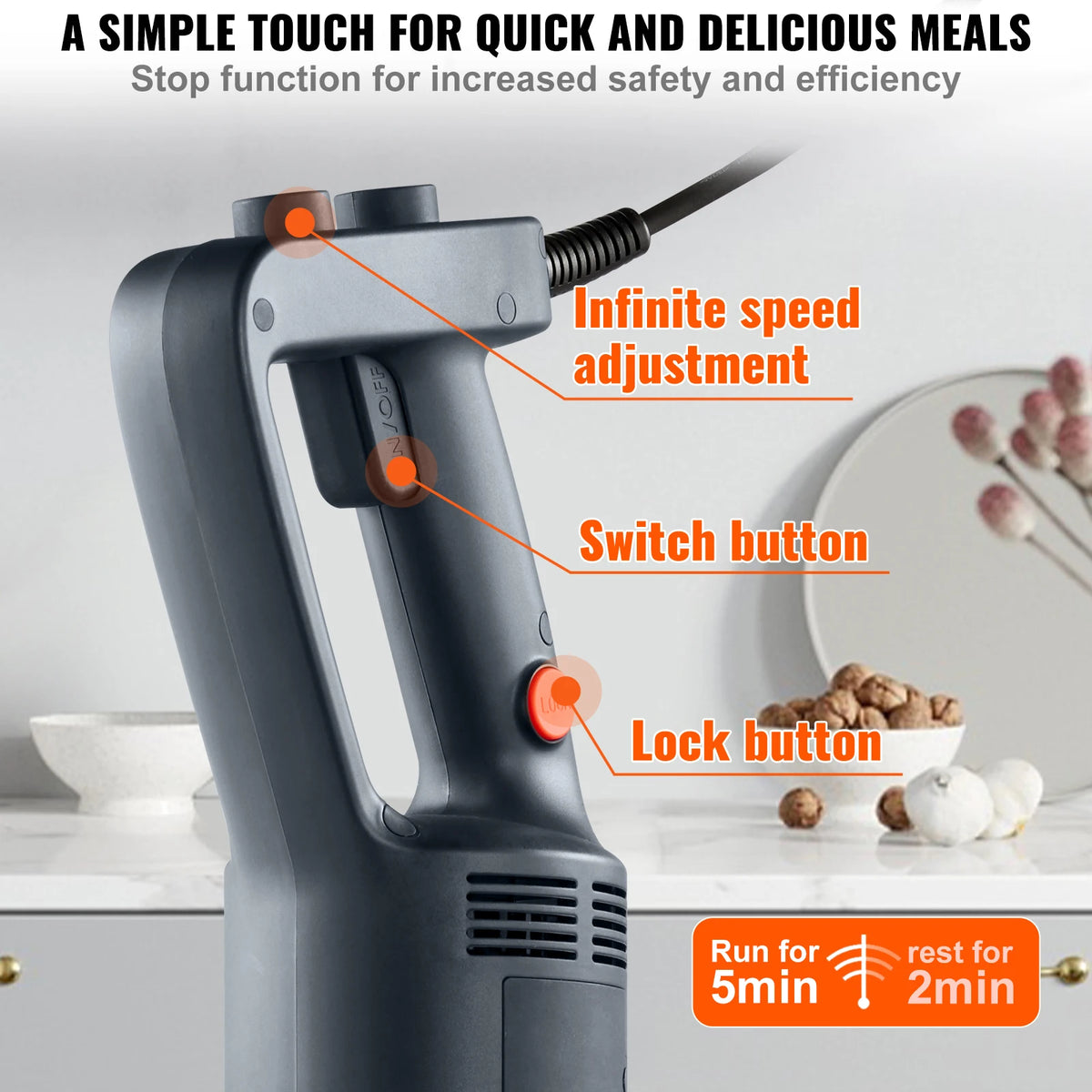 SucceBuy Commercial Immersion Blender 500 Watt Variable Speed