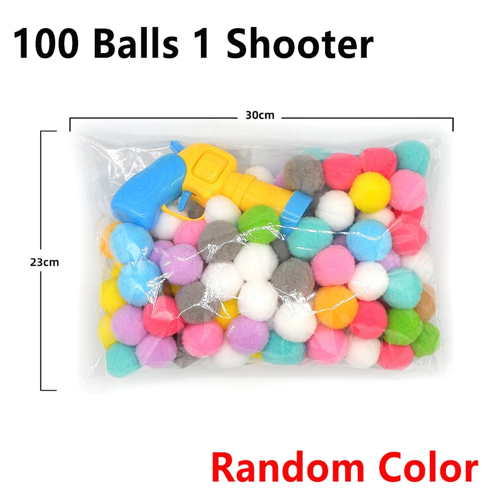 Interactive Plush Ball Shooting Gun Toy For Cats And Kittens