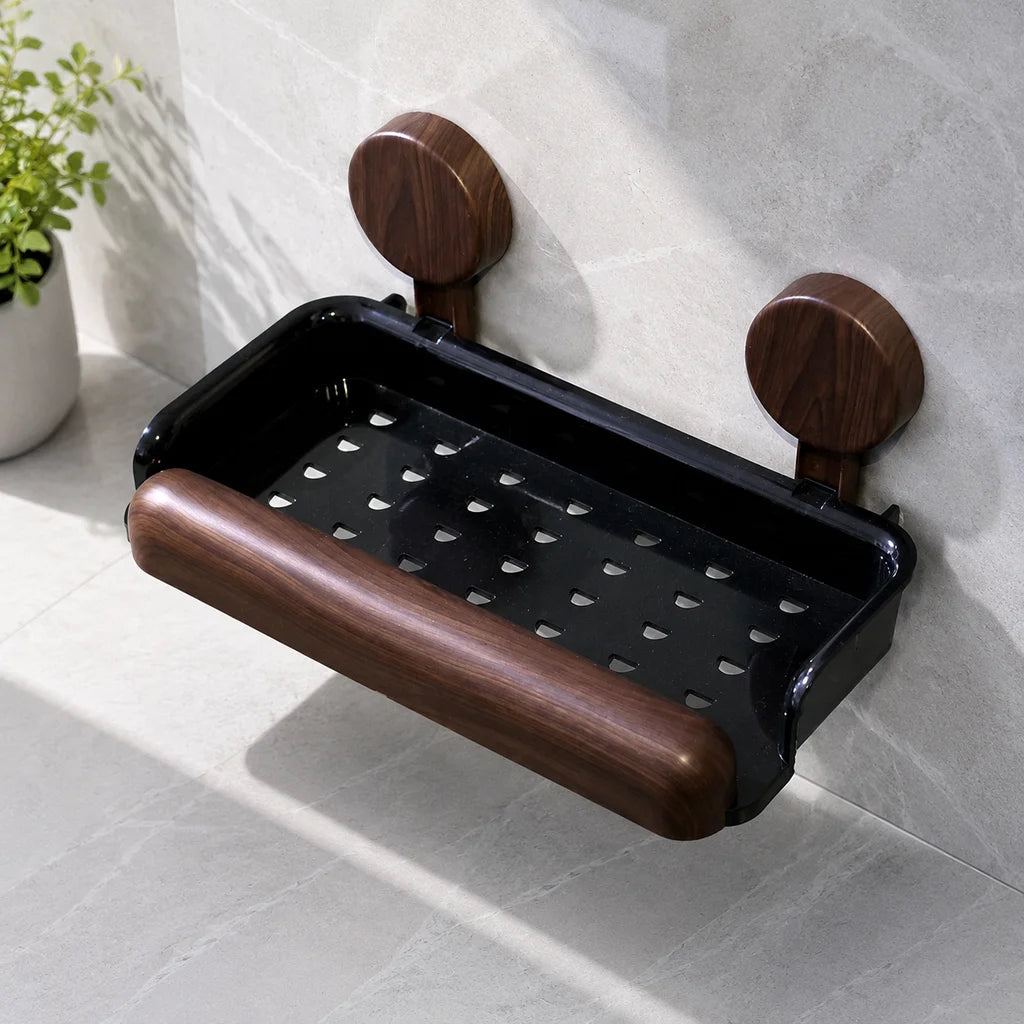 No Drill Suction Cup Shower Shelf Waterproof Drainage Organizer