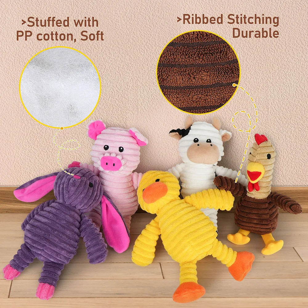 Plush Squeaky Dog Toys Soft Stuffed Chew Toy Bundle