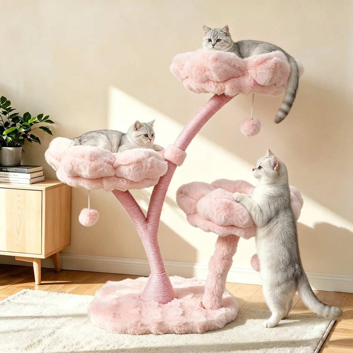 Bingopaw Cat Tower Flower Platforms Scratching Post Pet Activity Center