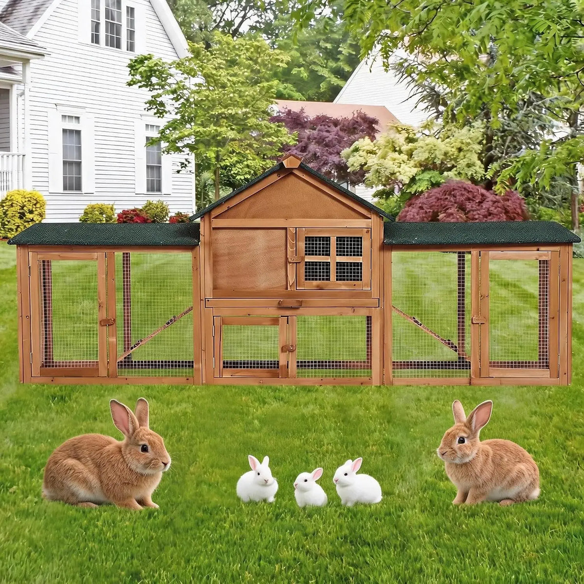 Garvee Wooden Chicken Coop Hutch With Waterproof Asphalt Roof